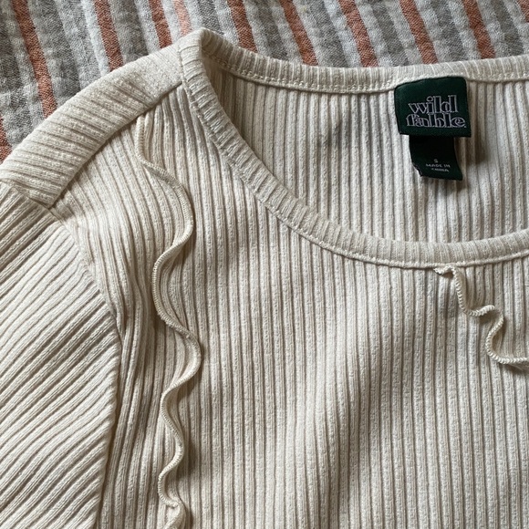 Wild Fable Cream Ruffled Crop Top - Picture 3 of 5